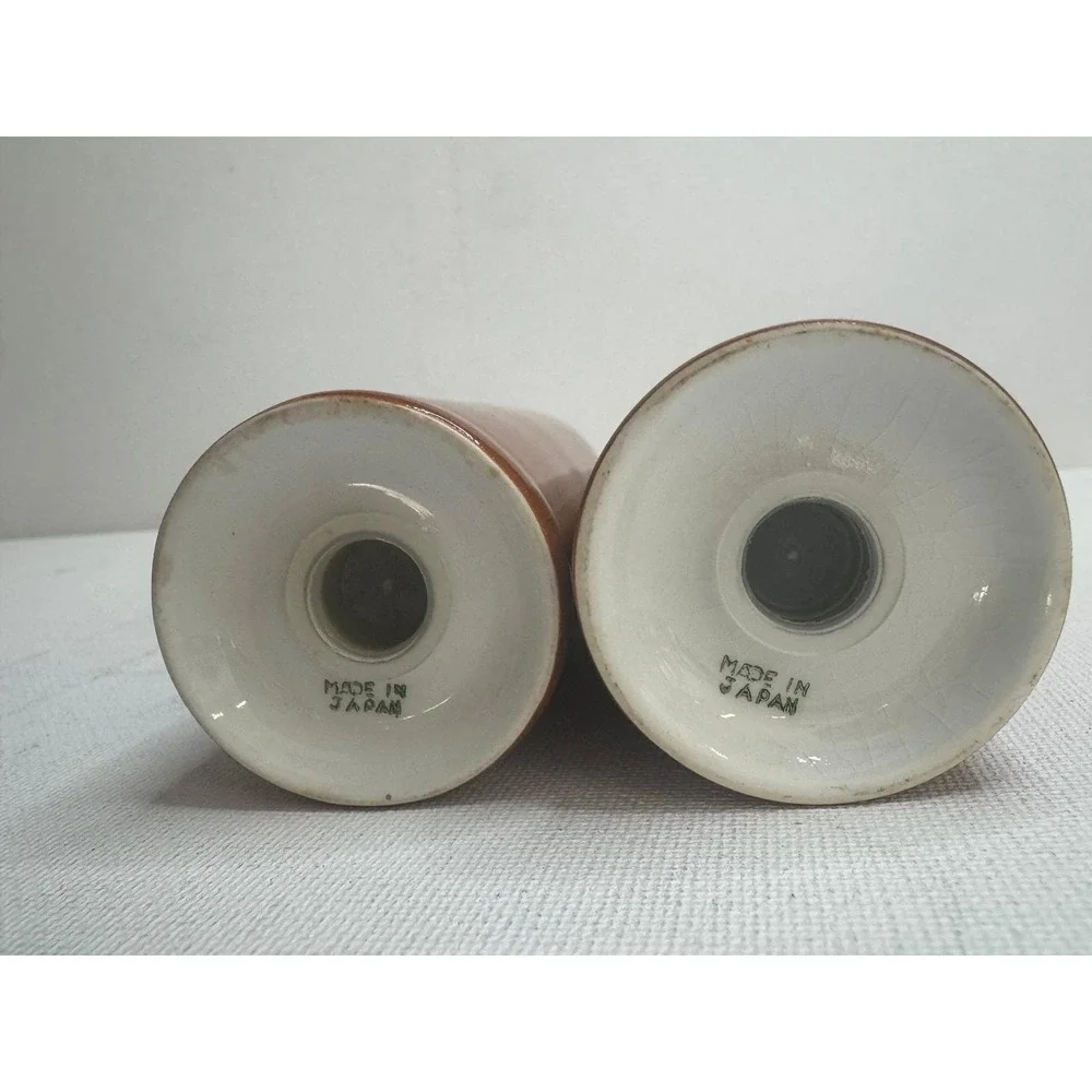 Harmony House Salt and Pepper Shakers Ceramic Cylindrical Orange Made in Japan